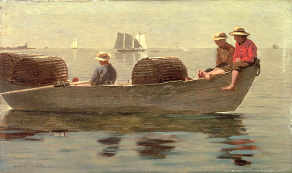 (image for) Handmade oil painting Copy paintings of famous artists Winslow Homers Paintings Three Boys in a Dory 1